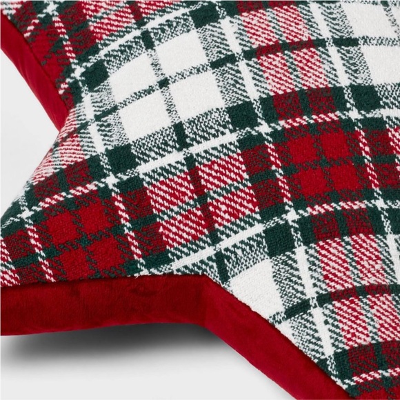 THRESHOLD NWT star shaped plaid holiday decorative pillow - Picture 4 of 8